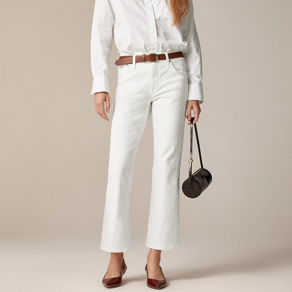 J.Crew Mid Rise Kickout Jean White Denim Size 32 NWT